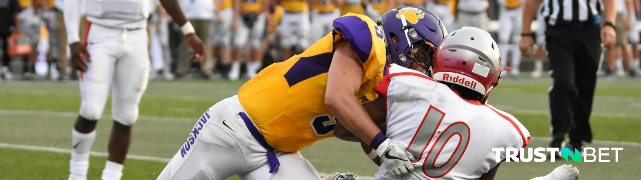 American football players during a match.