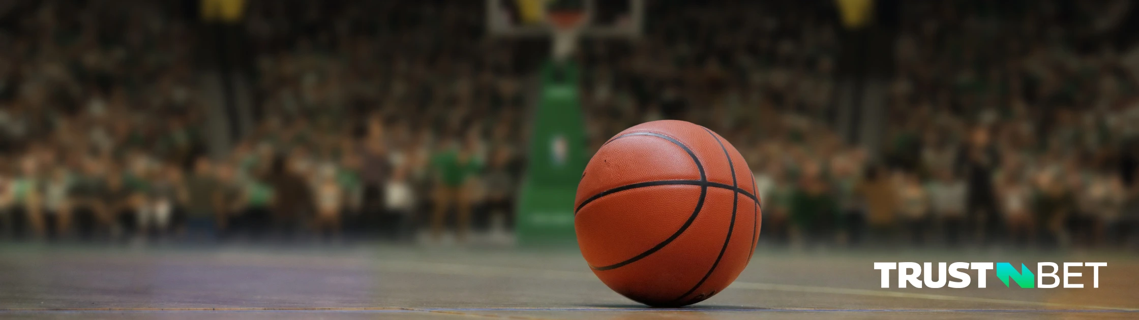 A basketball on a basketball court.