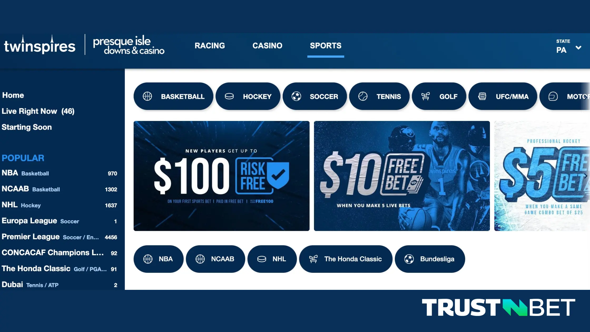 Twinspires Sportsbook Interface