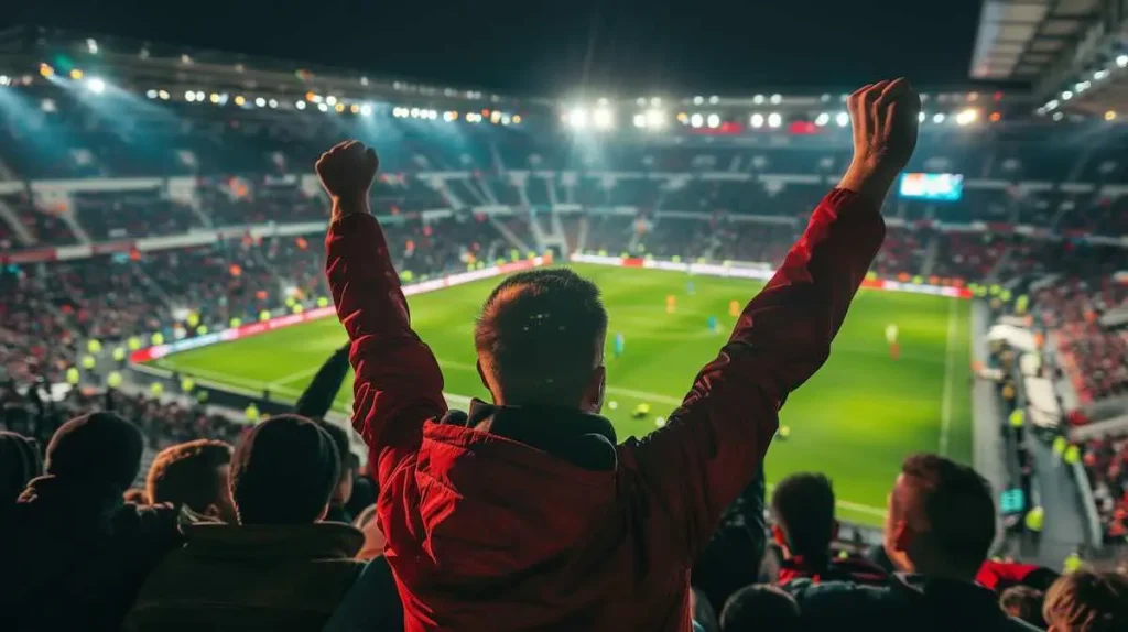 Fan at soccer stadium