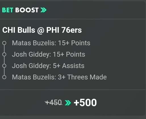 CHI Bulls @ PHI 76ers same game parlay