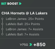 Parlay for LeBron James & LaMelo Ball